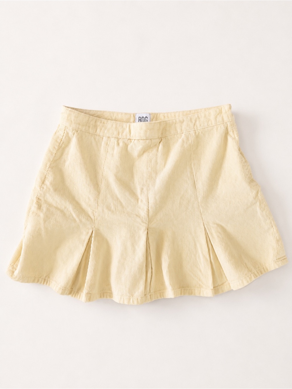 BDG urban Outfitters Light Yellow Corduroy Pleated Mini Skirt